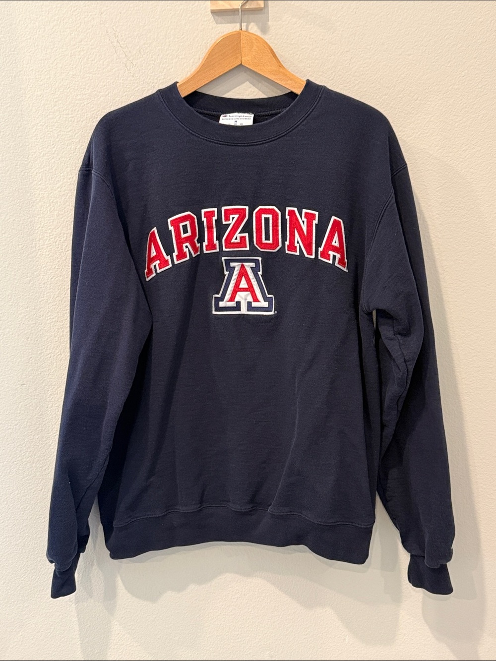 Champion Navy Crewneck Sweatshirt with Red and White Arizona Logo